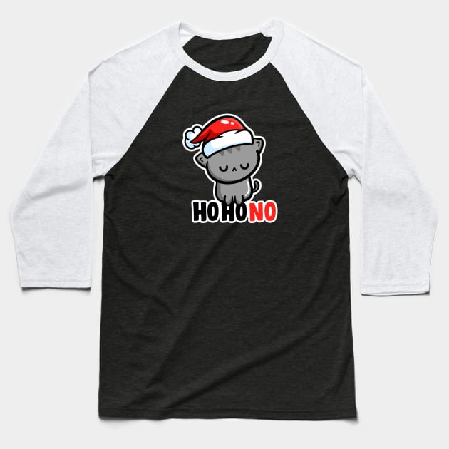 Ho Ho No Christmas Cat Baseball T-Shirt by fishbiscuit